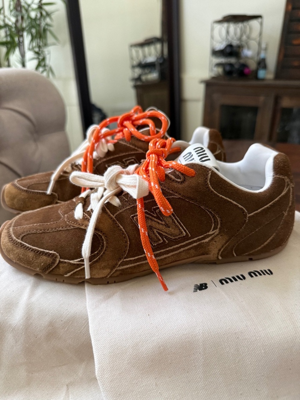 Miu Miu x New Balance Collaboration SL Suede Sneakers in Canella